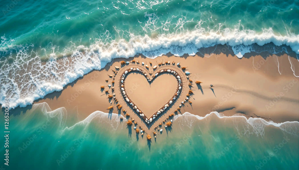 Obraz premium Romantic Beach Art Captured from Above