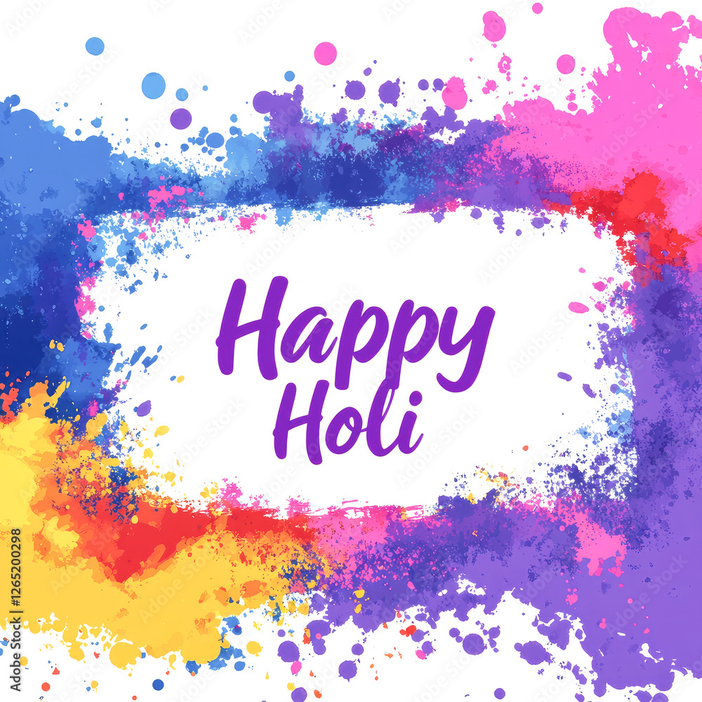 Colors splash with happy holi text Colors splash with happy holi text
