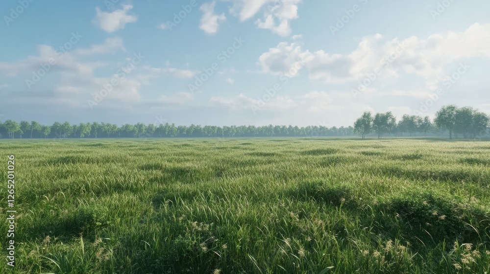 Fototapeta premium the grass is young fresh in the morning in the field
