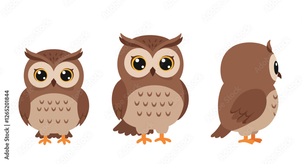 The first frame displays a front view of the owl, while the second shows a side view. The first frame displays a front view of the owl, while the second shows a side view.