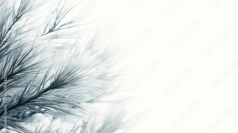 Fototapeta premium Pine needles closeup, winter, white background, nature design