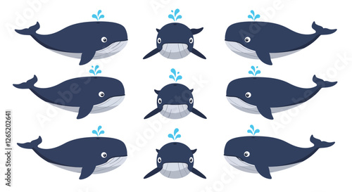 The first frame shows whales swimming, while the second frame highlights a playful whale breaching the surface.