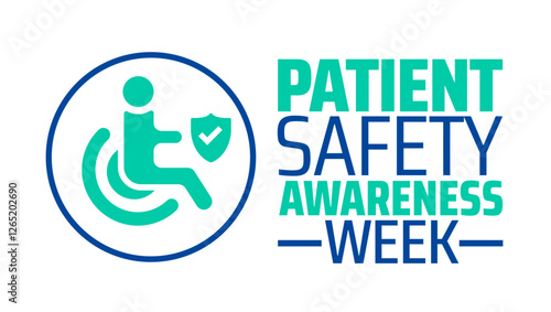Patient Safety Awareness Week background banner or poster design template. observed every year in March. Holiday concept. Use to any Template, card, poster, placard, template.