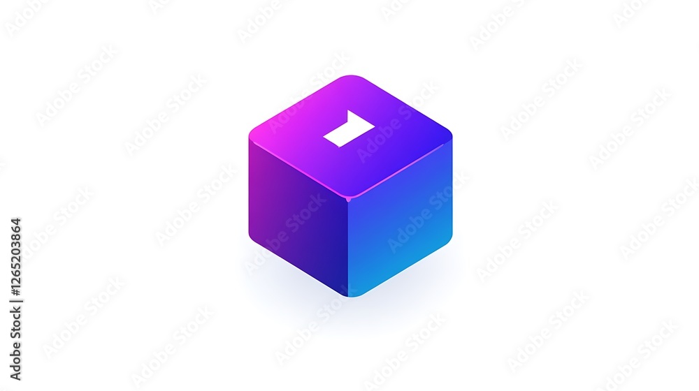 Isometric Cube Displaying a White Arrow Icon Isometric Cube Displaying a White Arrow Icon