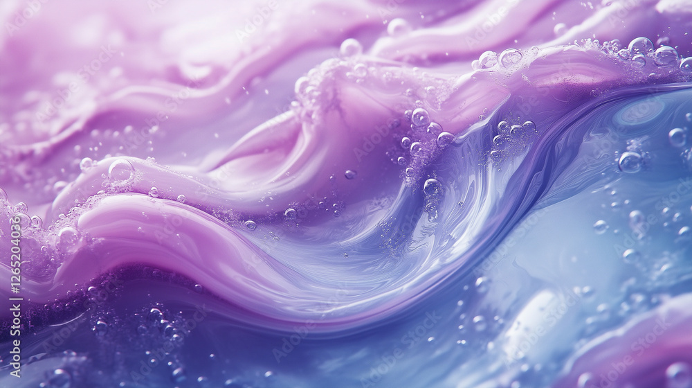 Bright abstract background. Purple, white, blue paint flow with bubbles and lumps. Blue, purple, white liquid, abstract 3D background. Generative AI. Bright abstract background. Purple, white, blue paint flow with bubbles and lumps. Blue, purple, white liquid, abstract 3D background. Generative AI.