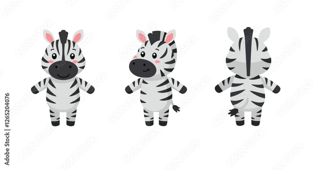 Fototapeta premium The character transitions from a front view to a side view, showcasing its playful design features.