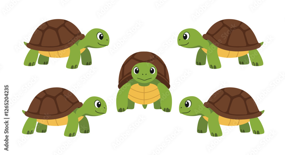 Obraz premium The first frame shows turtles in different positions, while the second frame features a central turtle with friends.