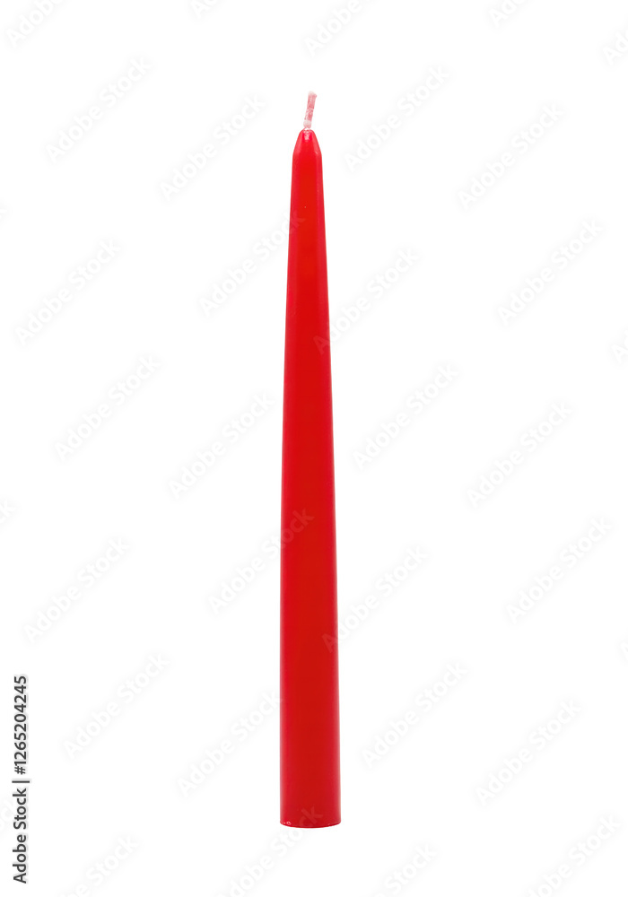 Red candle isolated on a white background.