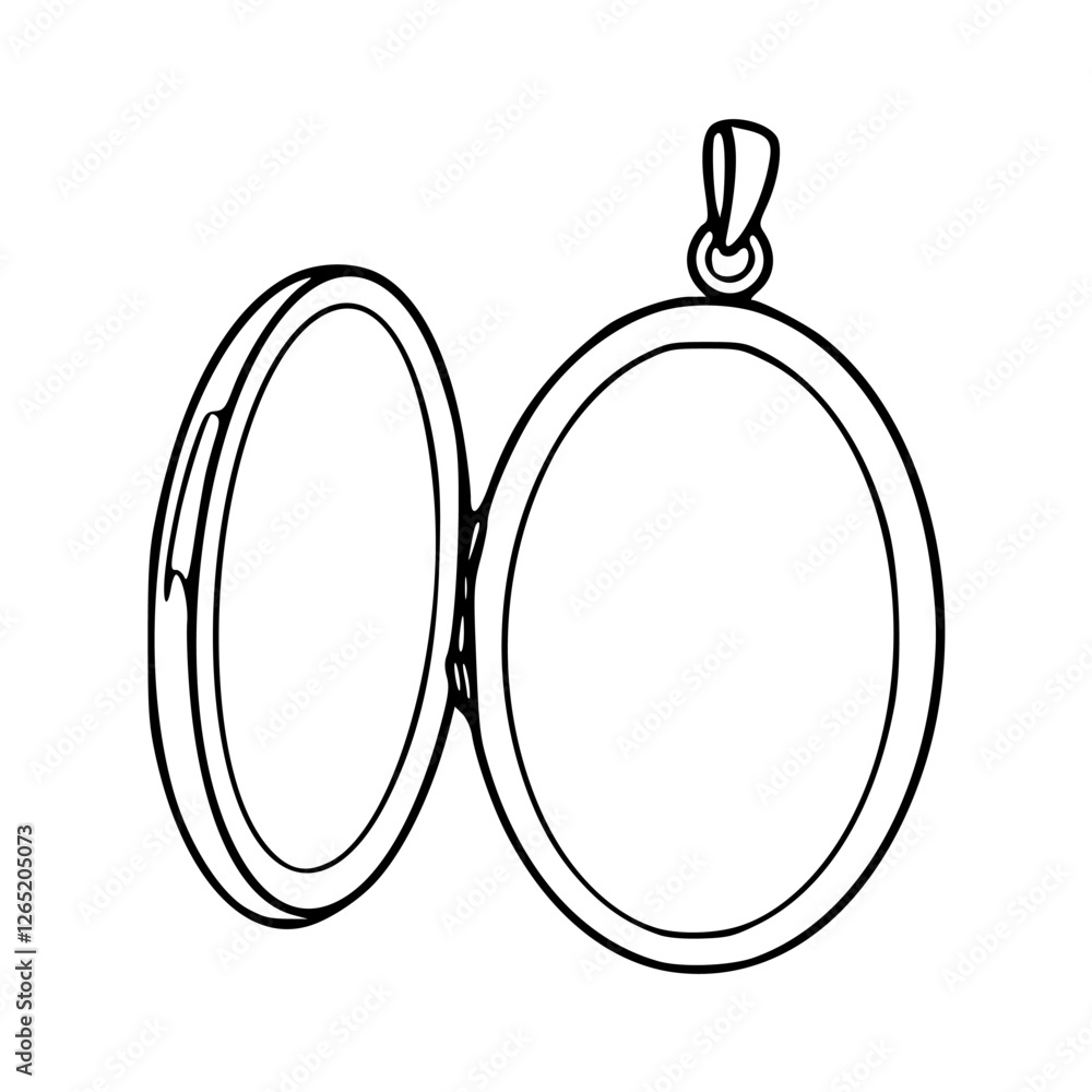 a black and white drawing of an oval shaped pendant a black and white drawing of an oval shaped pendant