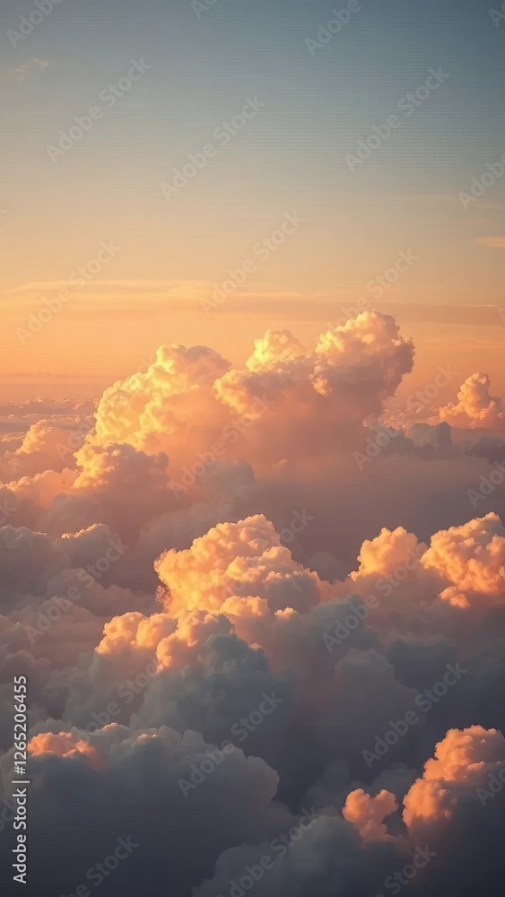 Softly glowing clouds illuminate the evening sky with warm gentle light, heavens, clouds Softly glowing clouds illuminate the evening sky with warm gentle light, heavens, clouds