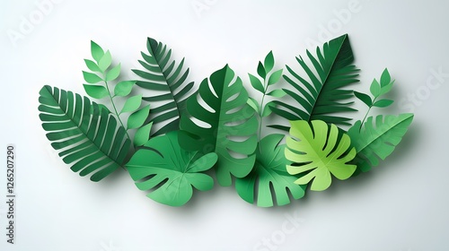 Tropical Monstera Leaf Paper Cut Illustration in a Minimalist and Modern Botanical Design