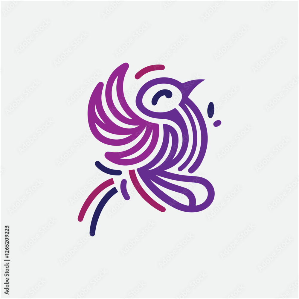 Obraz premium bird line art icon logo vector design, modern logo pictogram design of sparrow or finch bird. minimalist bird icon symbol