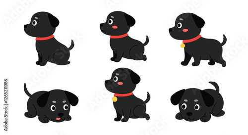 The puppy transitions from sitting to playful, showcasing its lively expressions and movements in the frames.
