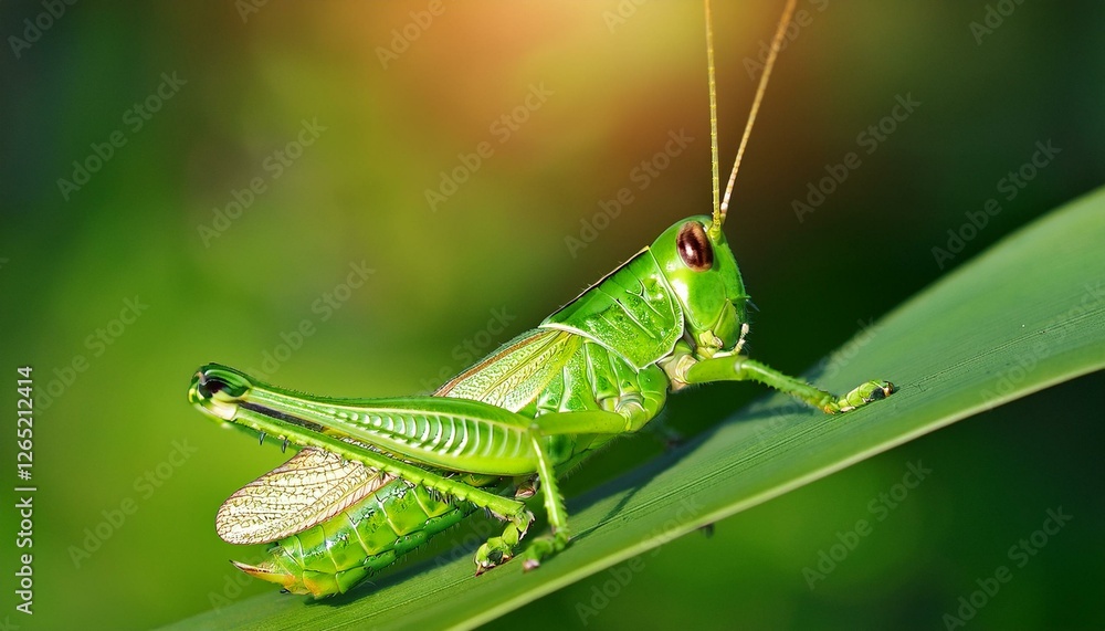 close up of a vibrant green grasshopper on a leaf with detailed texture and natural background in sunlight close up of a vibrant green grasshopper on a leaf with detailed texture and natural background in sunlight