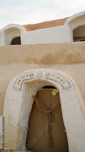 Ksar Hadada storico villaggio di ghorfa set di Star Wars film,  governatorato di Tataouine, Tunisia, resti del tipico villaggio fortificato Berbero composto da granai e abitazioni  photo