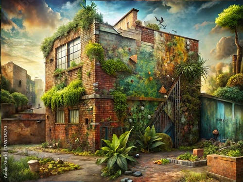 Urban Nature: Recycled Compost Wall Art, Eco-Friendly Mural, Sustainable Design, Upcycled Materials, Green City Living