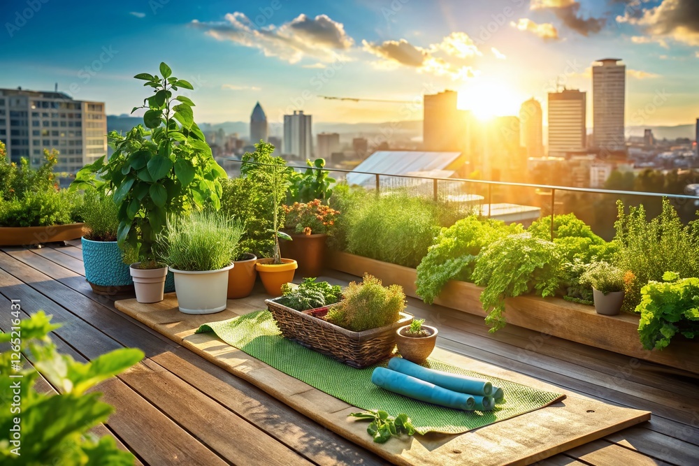 Fototapeta premium Urban Oasis: Healthy Lifestyle in the City - Stock Photo
