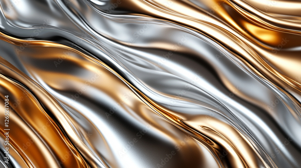 A gold and silver fabric with a wave pattern A gold and silver fabric with a wave pattern