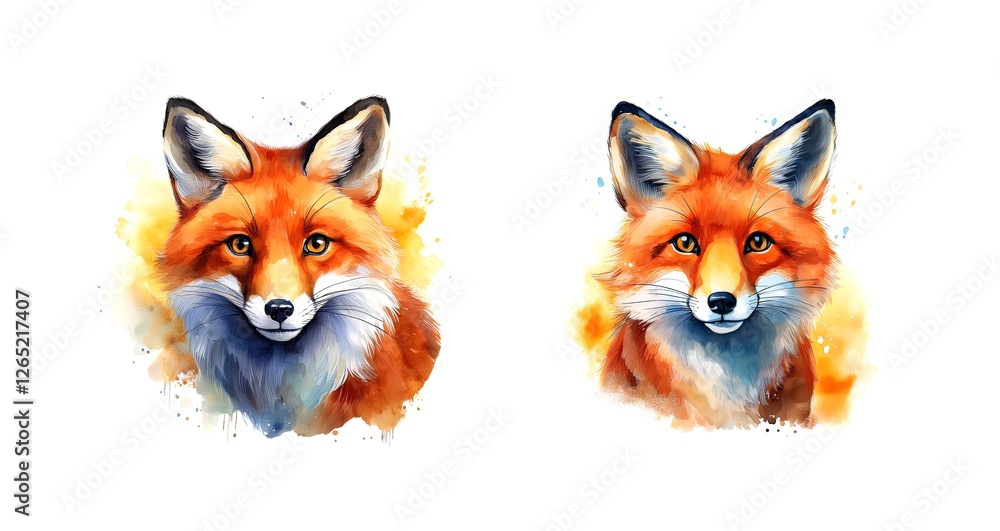 Obraz premium Kleiner Fuchs schön und niedlich Kinderbild Aquarell