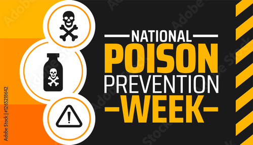 National Poison Prevention Week background banner or poster design template. observed every year in March. Holiday concept. Use to any Template, card, poster, placard, template.
