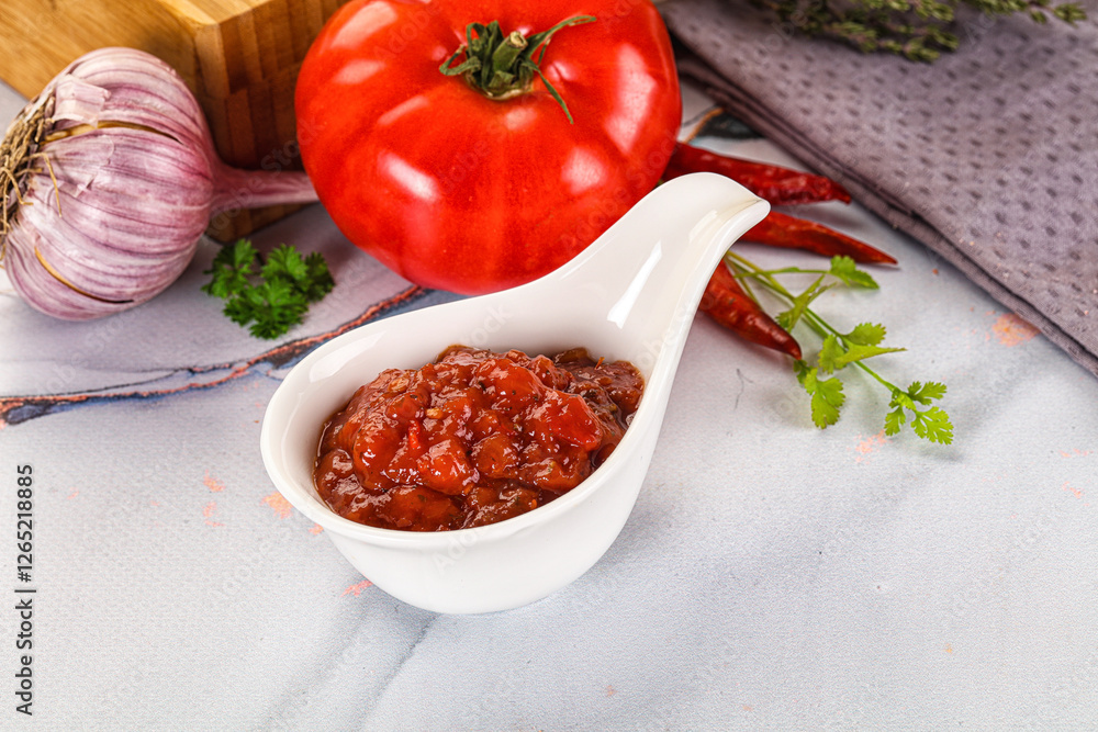 Salsa dip with chili and tomato Salsa dip with chili and tomato