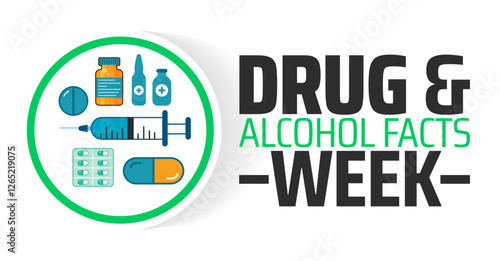 National Drug and Alcohol Facts Week background banner or poster design template. observed every year in March. Holiday concept. Use to any Template, card, poster, placard, template.