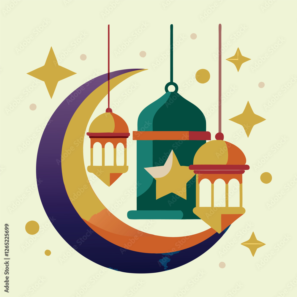 Fototapeta premium Ramadan & Eid Mubarak vector illustration