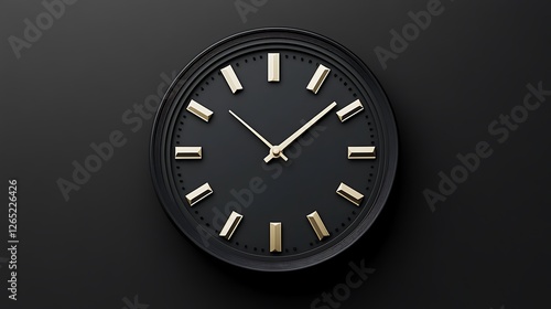 Wallpaper Mural Elegant Black and Gold Clock: A 3D Rendered Timepiece AI Generated Torontodigital.ca