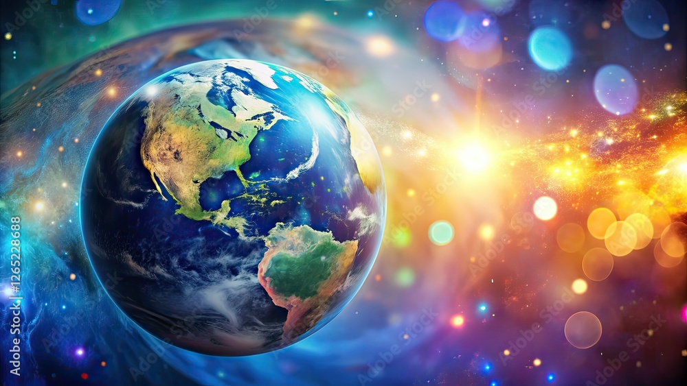 Stunning Bokeh Globe Earth AI Art, Planet Earth, Beautiful Bokeh Effect, Celestial Sphere, Cosmic Globe Stunning Bokeh Globe Earth AI Art, Planet Earth, Beautiful Bokeh Effect, Celestial Sphere, Cosmic Globe