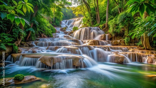 Stunning Dunns River Falls Flowing Through Lush Forest - AI Photo