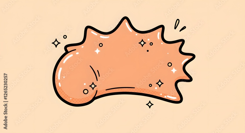 Cartoon Blob Illustration with Sparkles on Cream Background for Decoration Cartoon Blob Illustration with Sparkles on Cream Background for Decoration