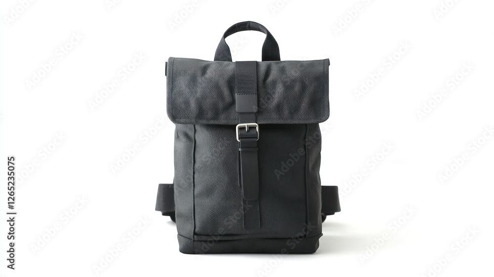 Fototapeta premium Black backpack, studio shot, white background, e-commerce use