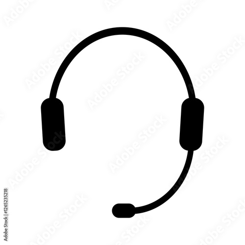 headphone for support or service. Flat style vector illustration isolated.