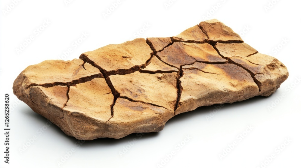 Cracked clay rectangular plate on white background. Use stock photo Cracked clay rectangular plate on white background. Use stock photo