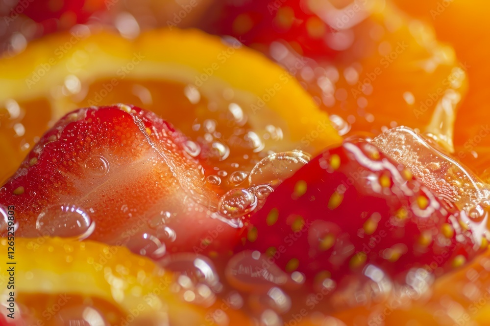 Vibrant citrus and berry slice macro close-up. AI generated Vibrant citrus and berry slice macro close-up. AI generated