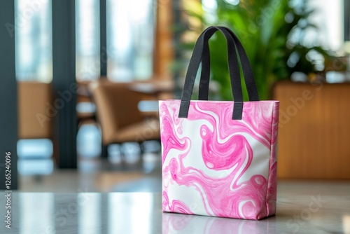 Wallpaper Mural Stylish tote bag with a swirling pink and white pattern, showcasing modern design and fashion trends Torontodigital.ca