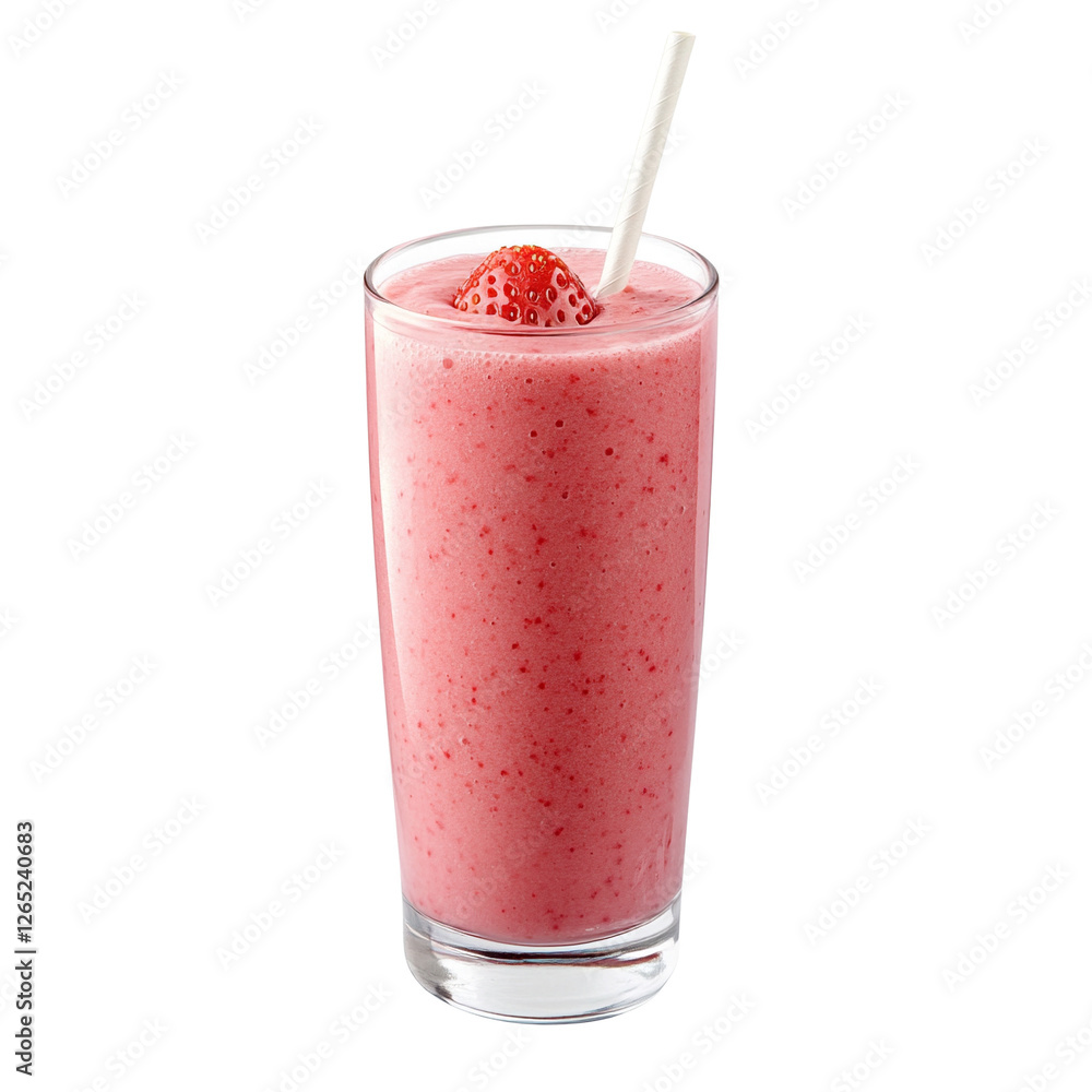 Refreshing strawberry smoothie in a tall glass. Refreshing strawberry smoothie in a tall glass.
