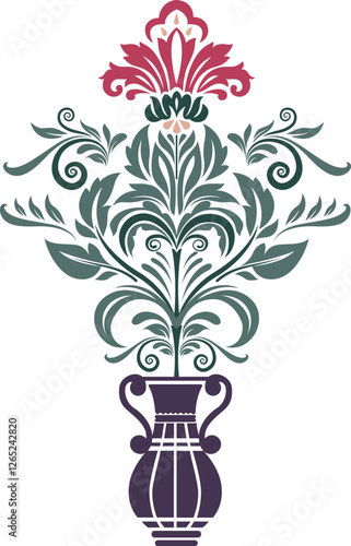 Traditional ornamental floral motif. Traditional Indian Mughal floral Motif vector design.

