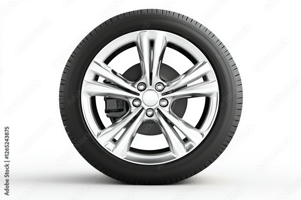 Shiny metallic wheel rim on white background. AI generated Shiny metallic wheel rim on white background. AI generated