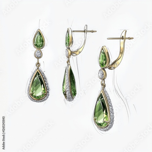Exquisite gold and peridot earrings with diamond accents