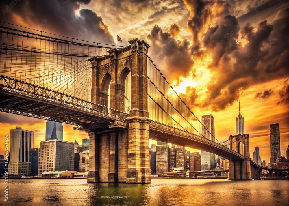 Fototapeta premium Vintage Brooklyn Bridge New York City Skyline Panorama