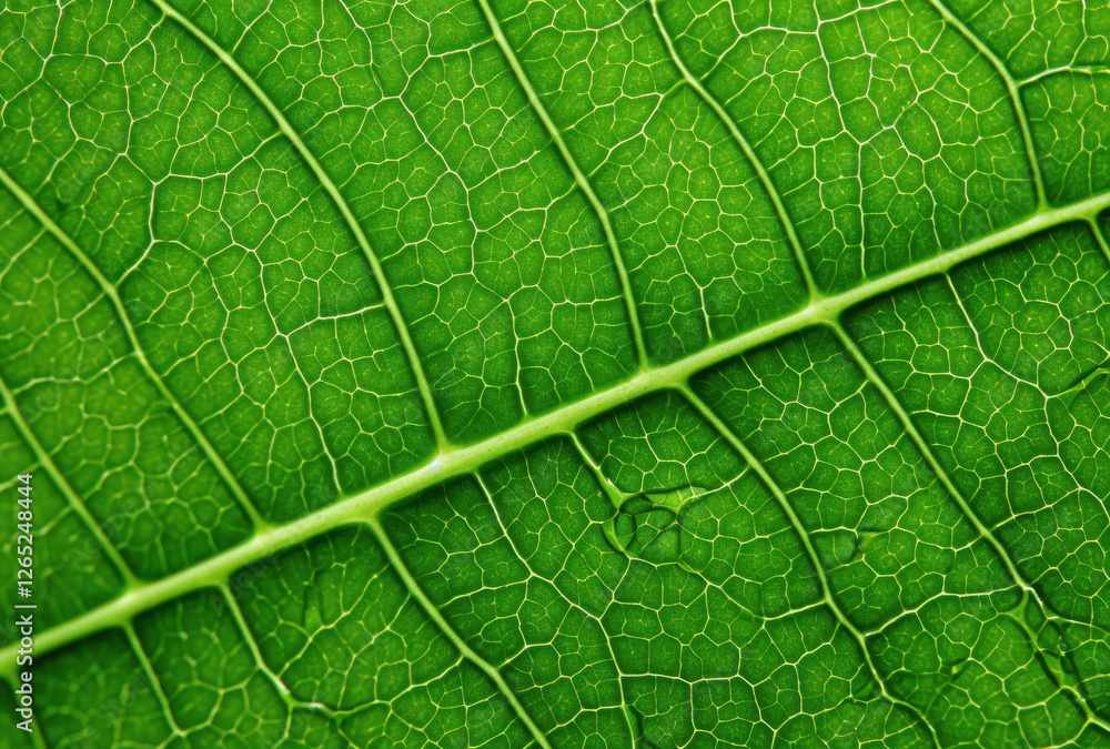 Close up of green leaf showcasing intricate vein patterns and textures, highlighting beauty of nature design. vibrant green color evokes sense of freshness and vitality Close up of green leaf showcasing intricate vein patterns and textures, highlighting beauty of nature design. vibrant green color evokes sense of freshness and vitality