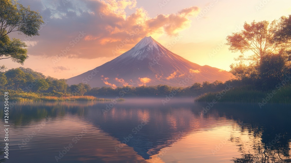 Majestic Mountain Sunset Reflection Majestic Mountain Sunset Reflection