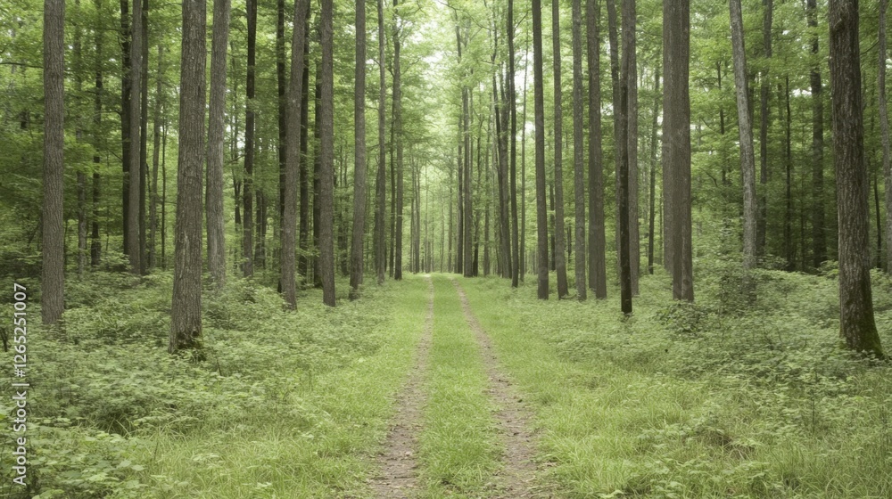 Forest path, sunlight dappled, lush greenery, tranquil scene, nature background Forest path, sunlight dappled, lush greenery, tranquil scene, nature background
