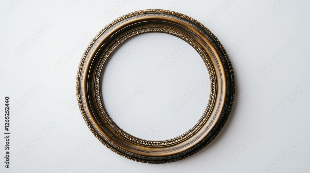 Empty Antique Gold Oval Picture Frame on White Background Empty Antique Gold Oval Picture Frame on White Background