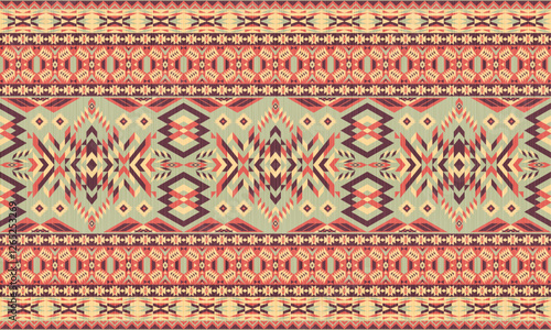 American tribal ethnic native pattern.Traditional Navajo,Aztec,Apache,Southwest and Mexican style fabric pattern.Abstract vector motif pattern.For fabric,clothing,blanket,carpet,woven,wrap,decoration.