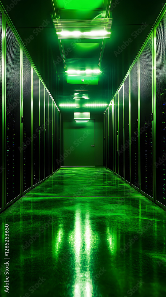 Fototapeta premium A heat map image that displays the temperature variations in a large data center vertical - green background