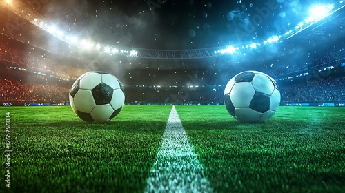 high detail image of a black and white soccer ball on well maintained grass with a clean background for sports branding