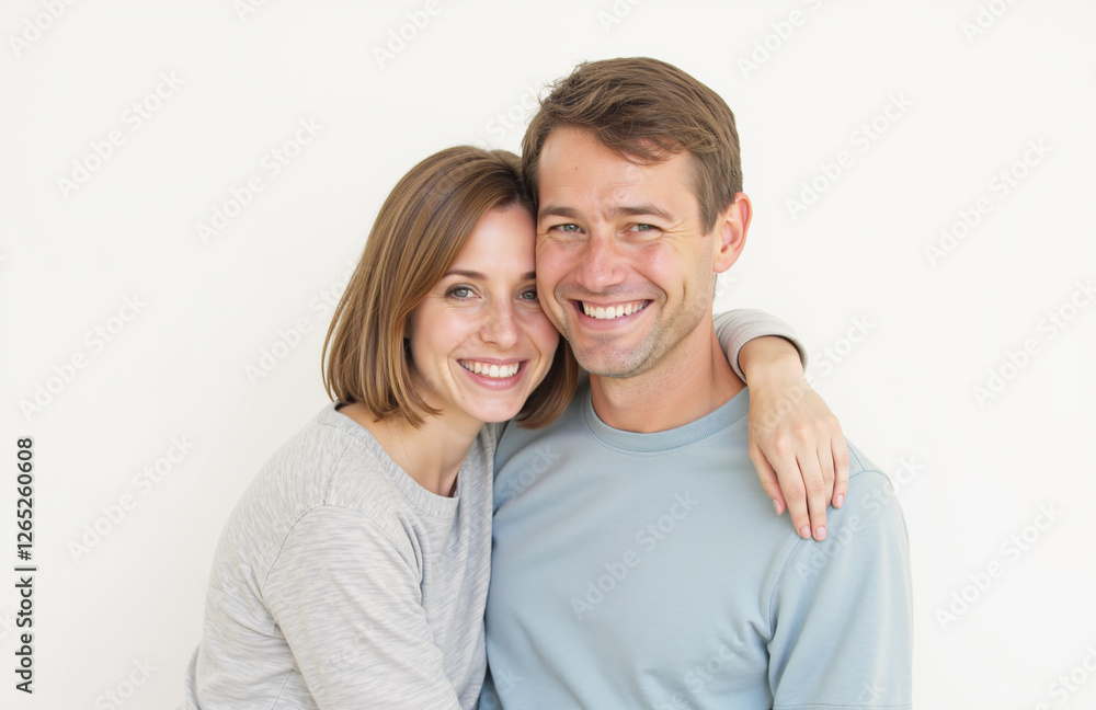 Smiling couple embracing warmly Smiling couple embracing warmly