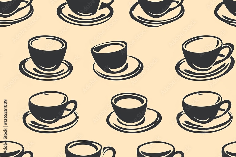 Obraz premium Cup of coffee or tea on background seamless pattern.